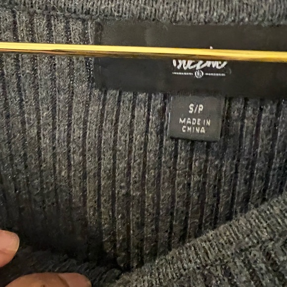 Dark Gray Ribbed Long Sleeve Sweater Dress - Picture 4 of 5